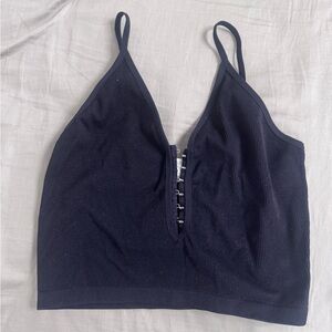 Bozzolo Black Ribbed Knit Bralette Top